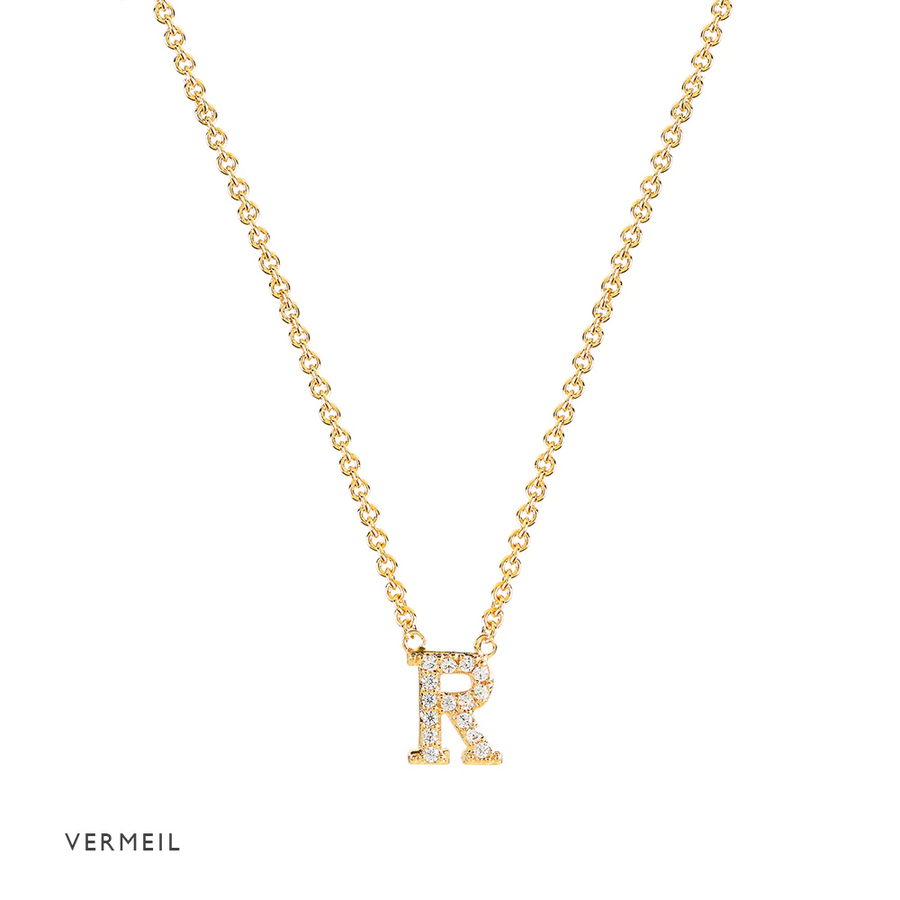 Gold Vermeil Mini Initial Cubic Necklace
