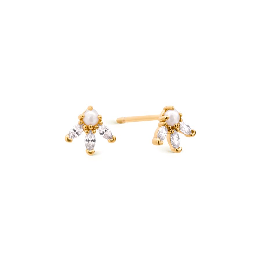 Gold Julie Pearl Studs