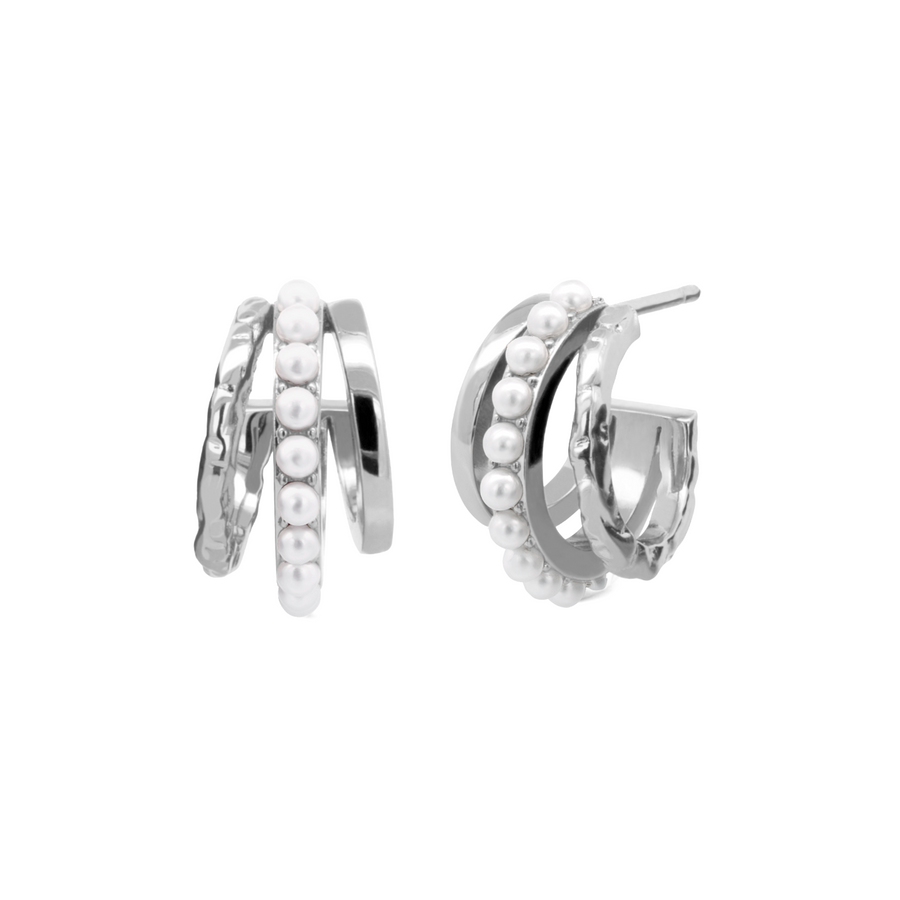 Silver Jordyn Pearl Huggies