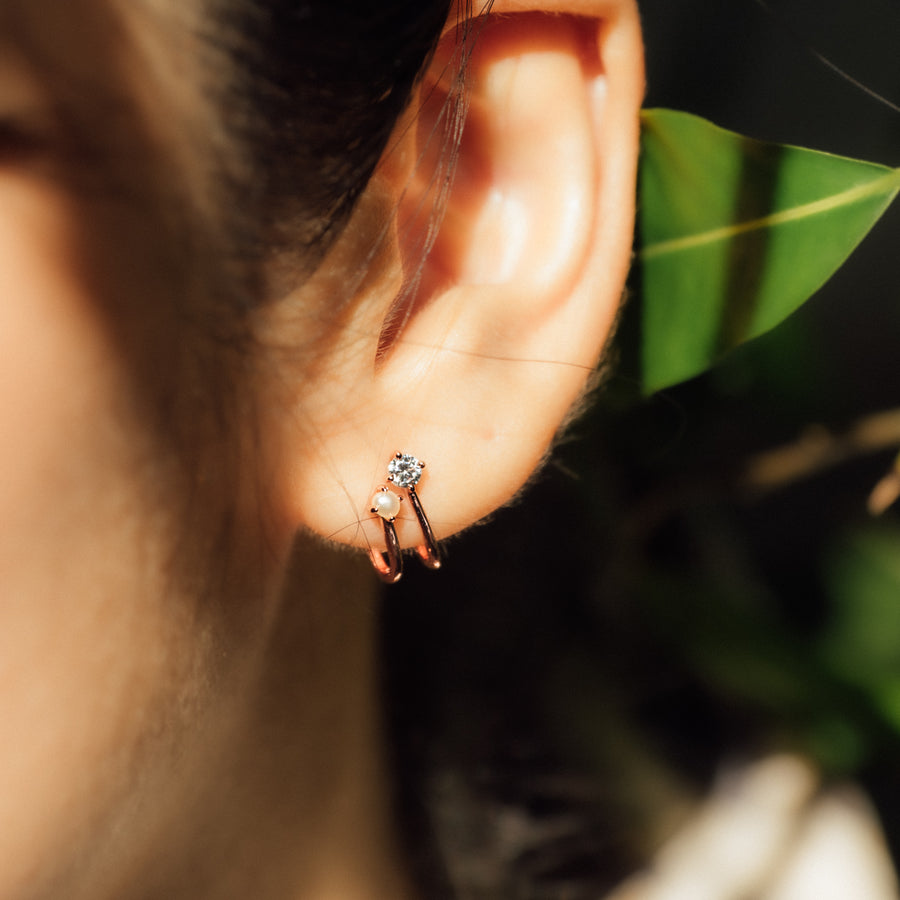 Rose Gold Jane Pearl Studs