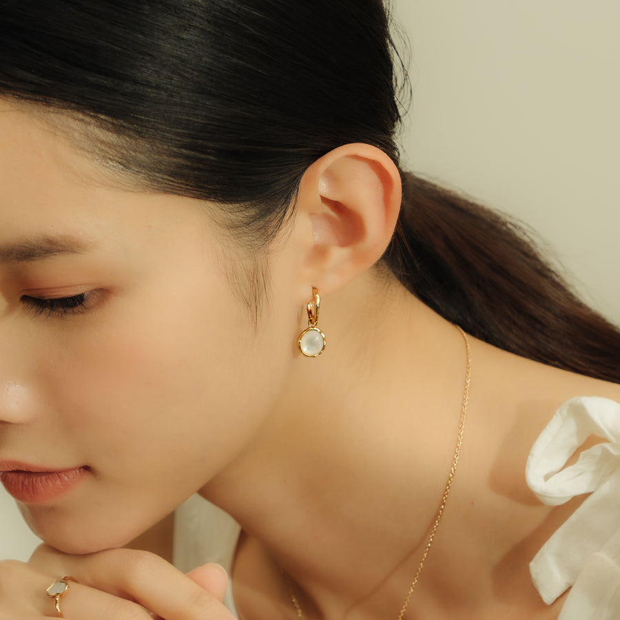 Gold Noemi Mother of Pearl Huggies
