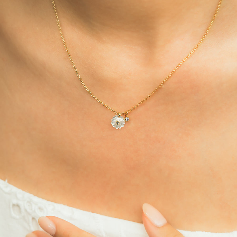Gold Delancy Mother of Pearl Necklace