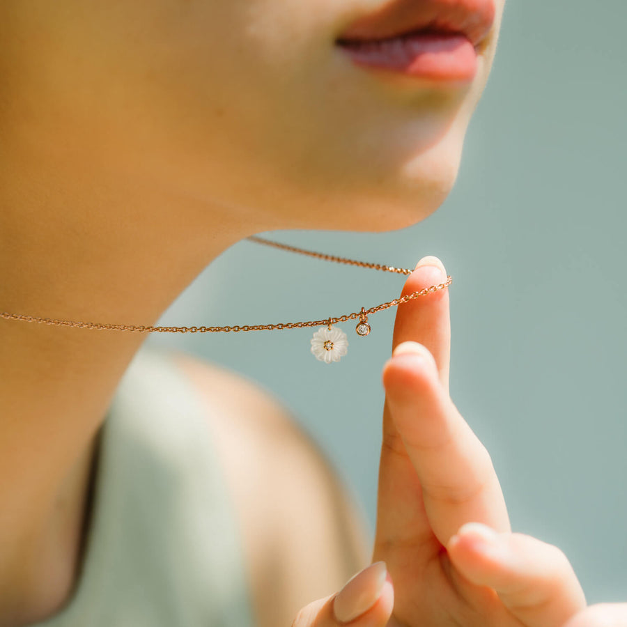 Rose Gold Delancy Mother of Pearl Necklace