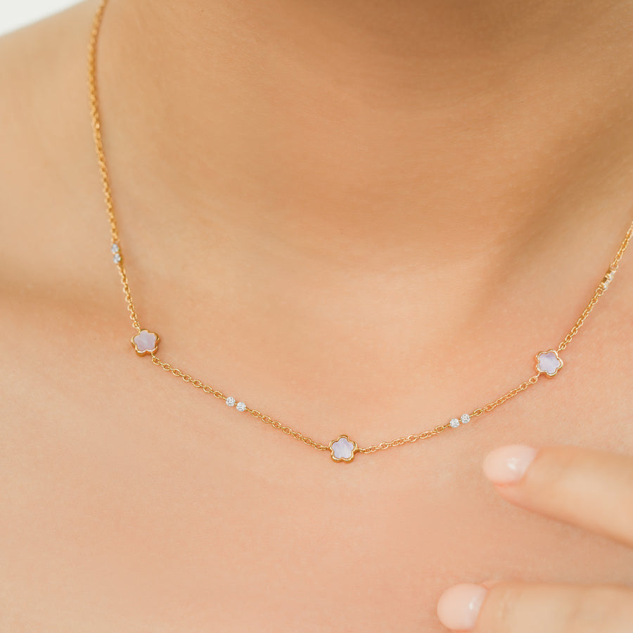 Gold Cerise Mother of Pearl Necklace