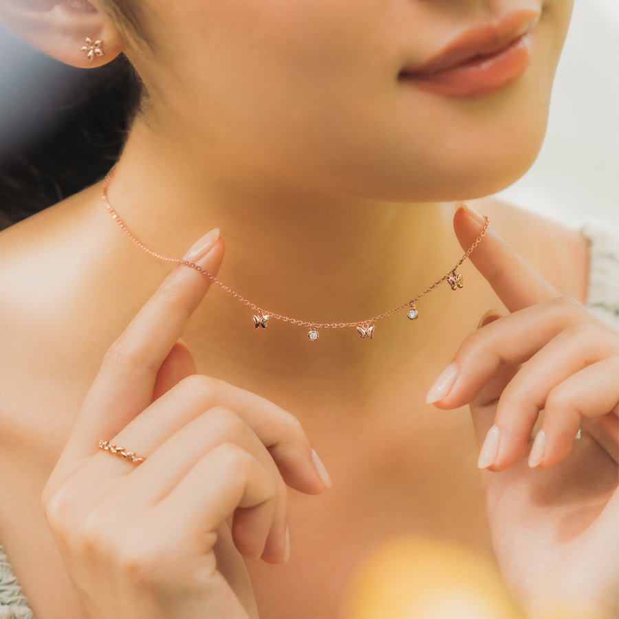 Rose Gold Bella Cubic Necklace
