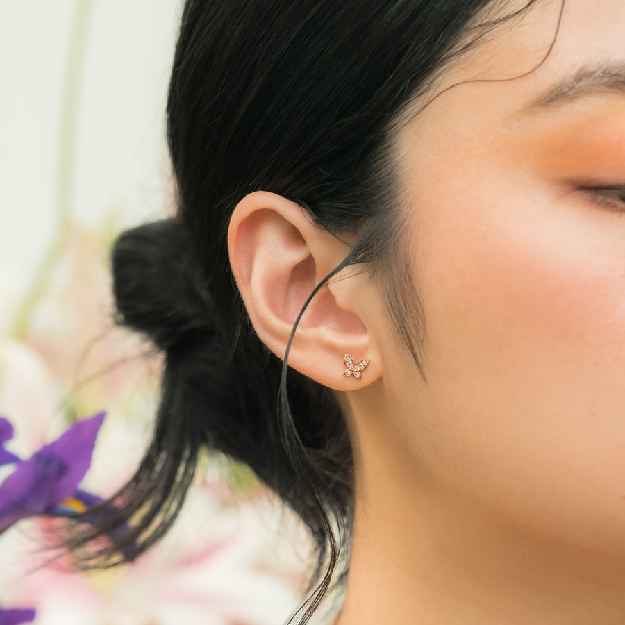 Rose Gold Butterfly Cubic Studs