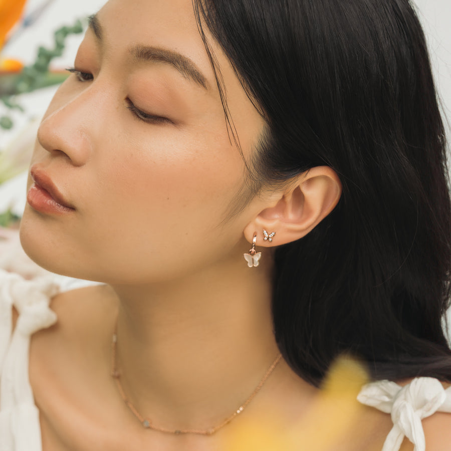 Rose Gold Butterfly Cubic Studs