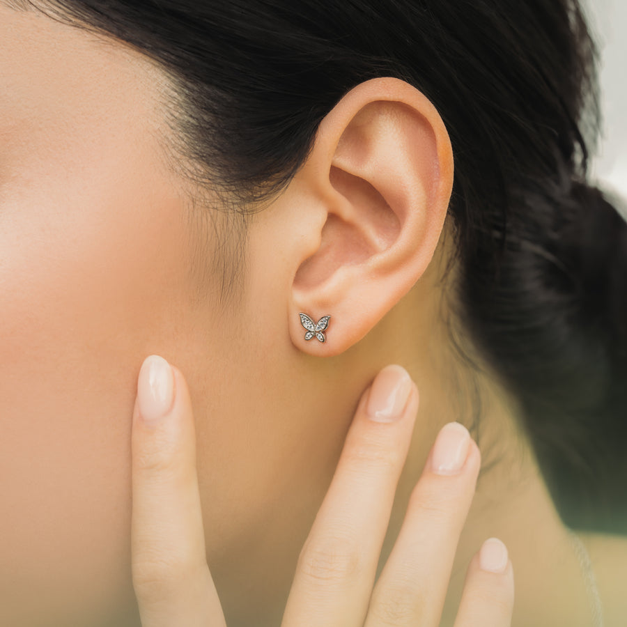 925 Silver Butterfly Cubic Studs