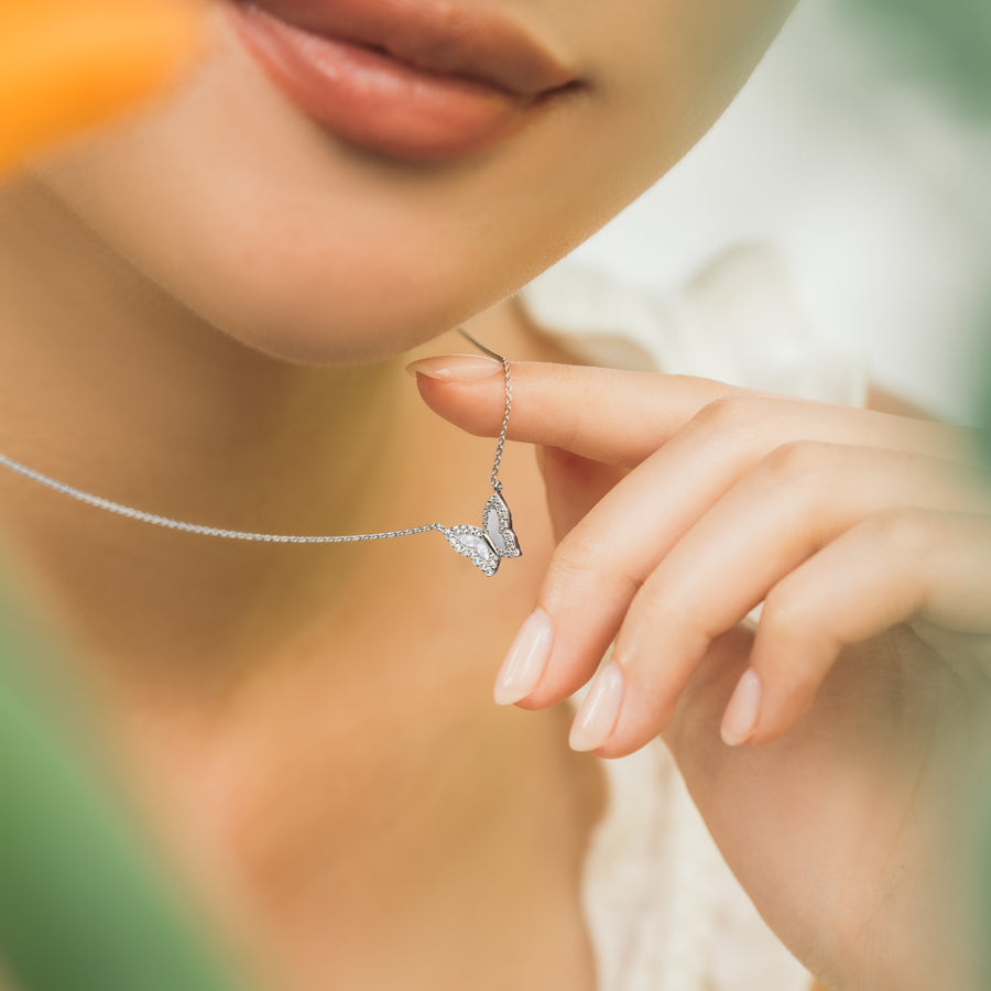 925 Silver Butterfly Mother of Pearl Necklace