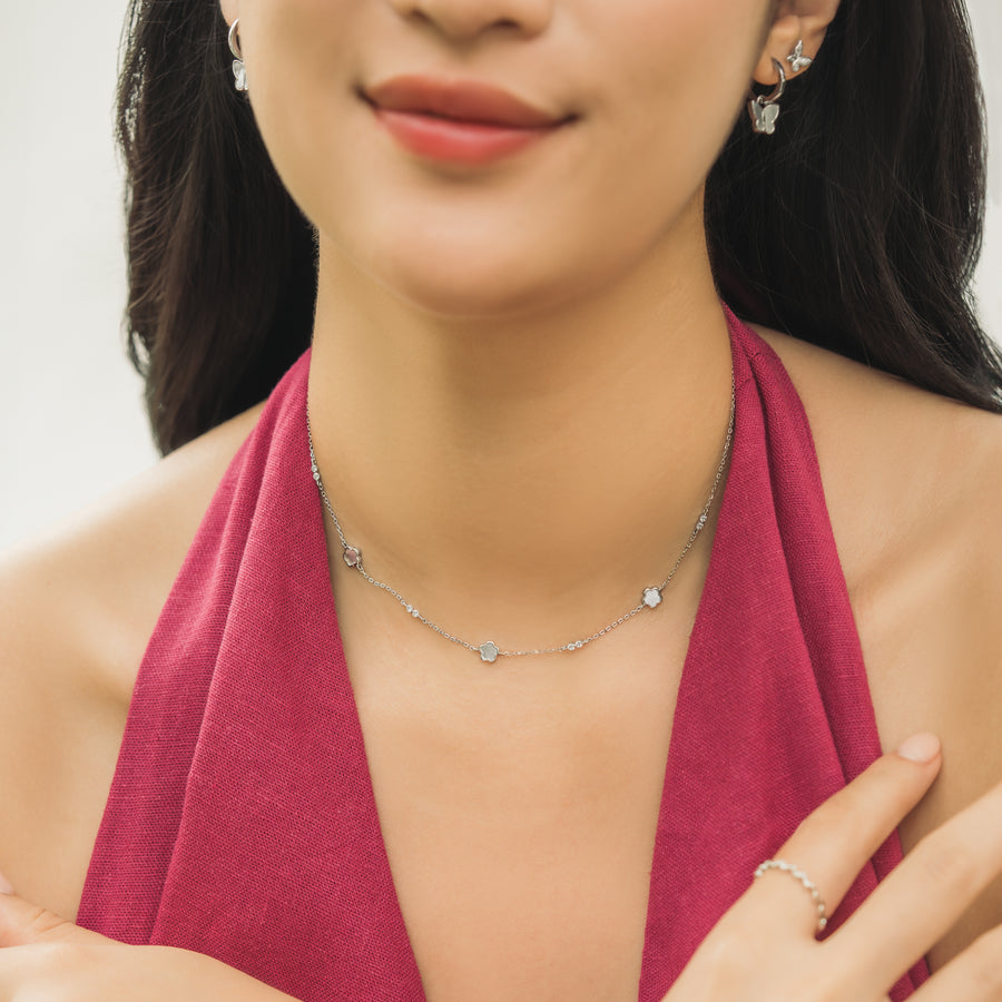 925 Silver Cerise Mother of Pearl Necklace