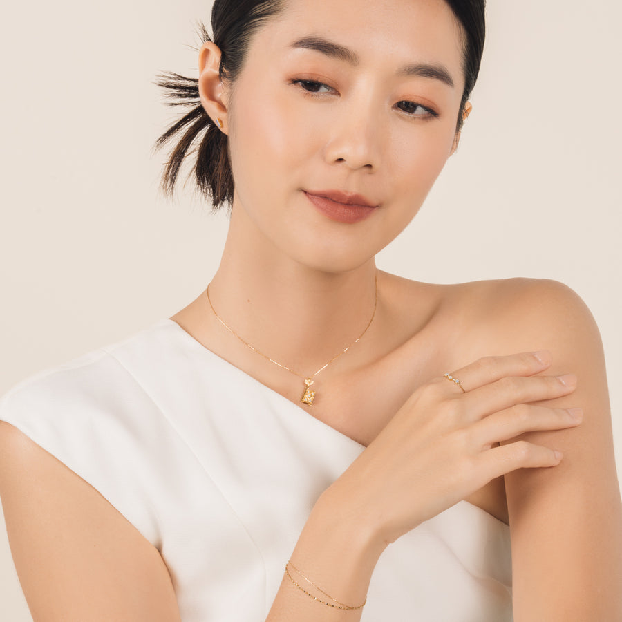 18k Gold Diamond Celestine Locket Necklace