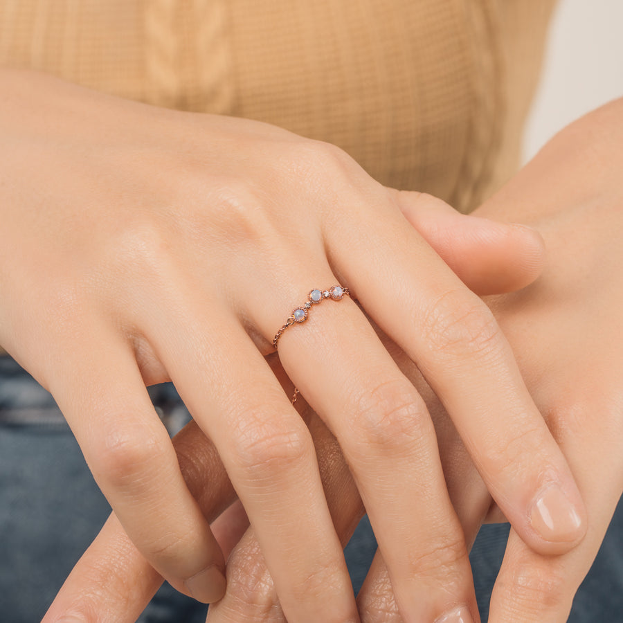 10k Rose Gold Diamond Casey Opal Ring