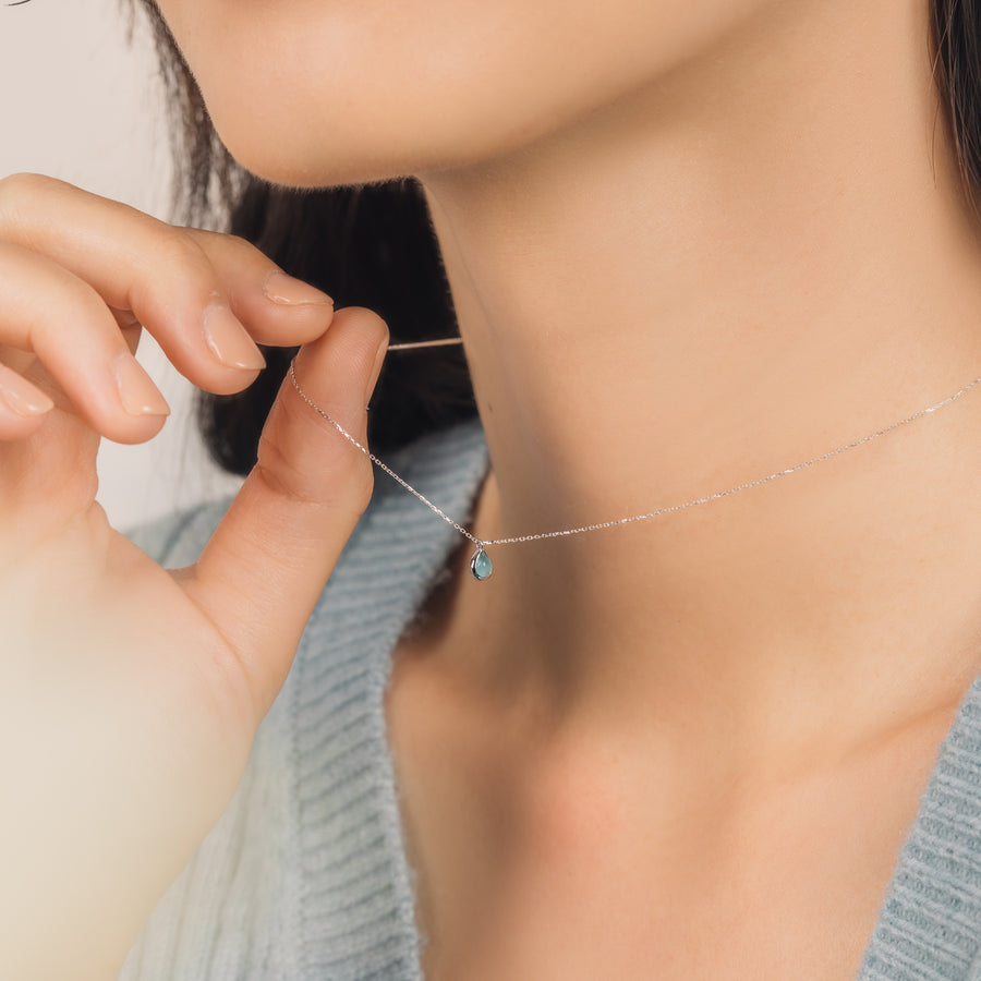 10k White Gold Anette Chalcedony Necklace