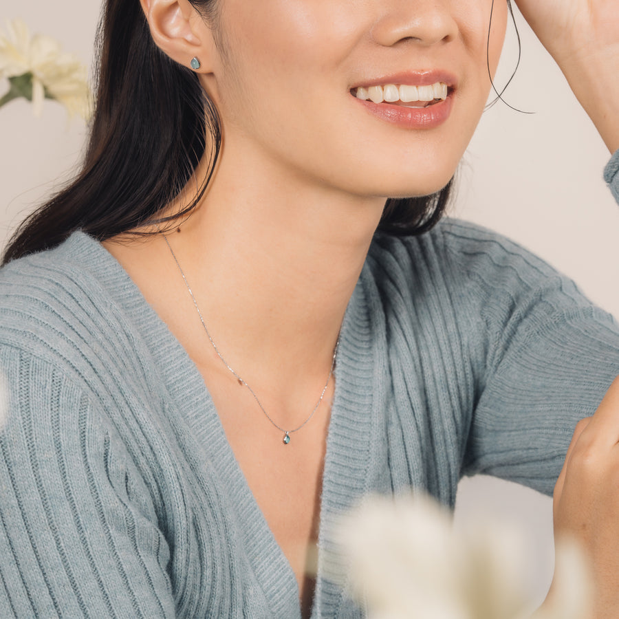 10k White Gold Anette Chalcedony Necklace