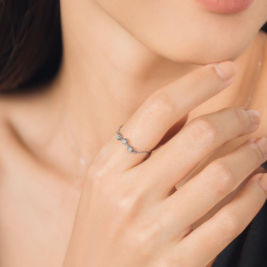 10k White Gold Diamond Casey Opal Ring