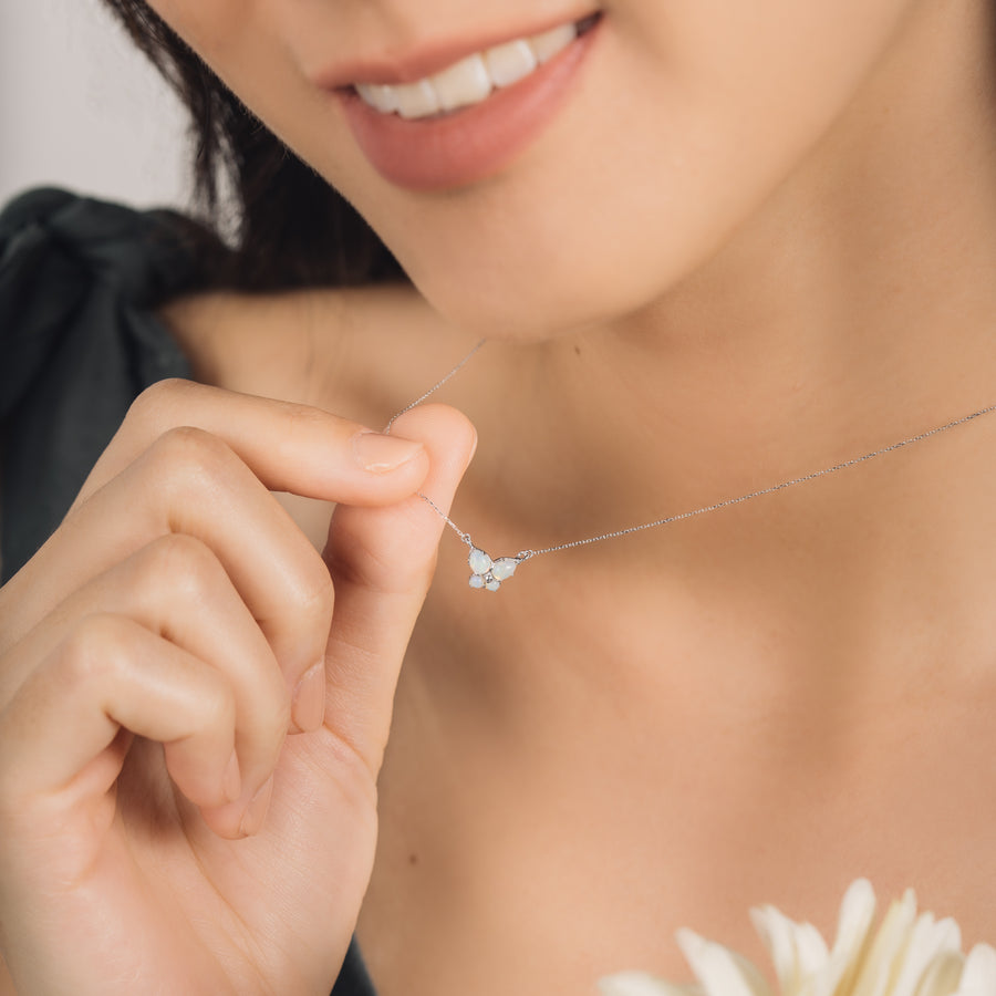 10k White Gold Elyse Opal Necklace