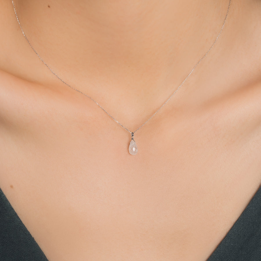 10k White Gold Marley Moonstone Necklace