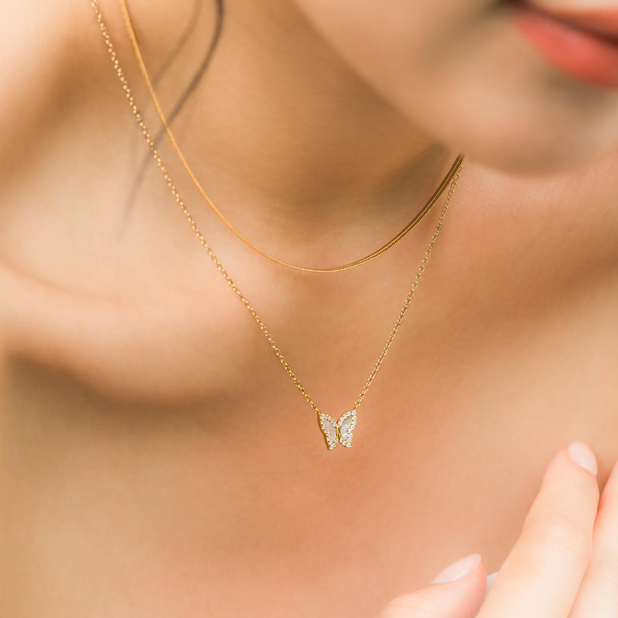 Gold Herringbone Chain Necklace