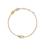 A gold-plated bracelet with cubic zirconia stones, featuring a chain link design.