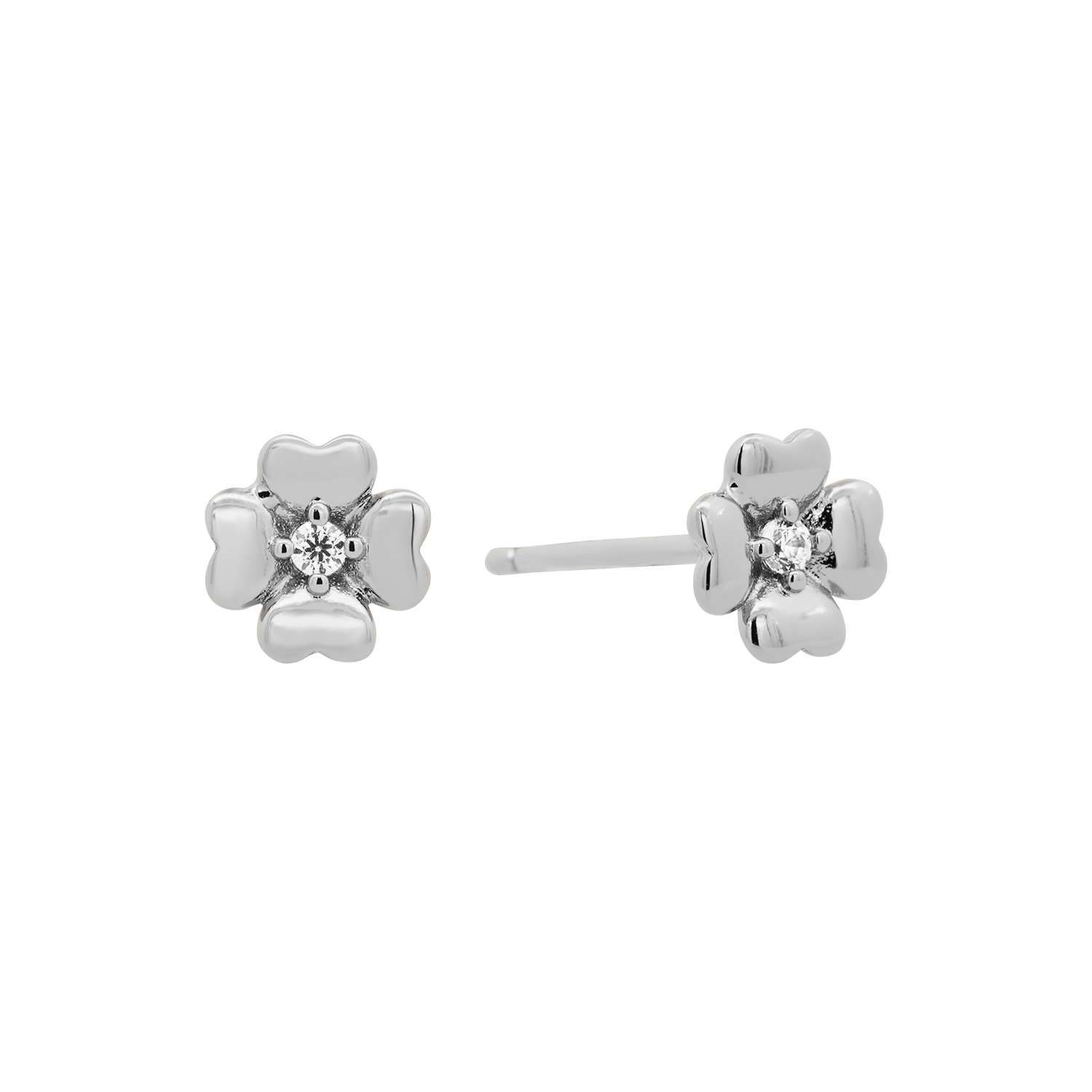 Silver Clover Studs