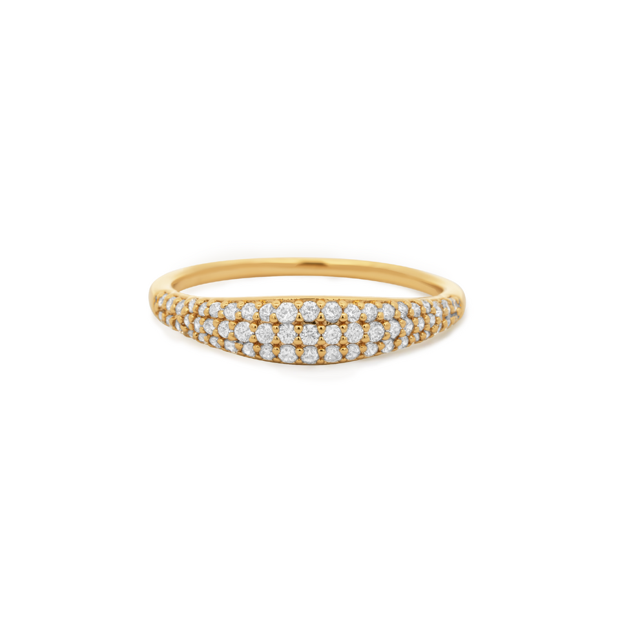 Elegant and statement gold ring. Gold ring with cubic zirconia stones.