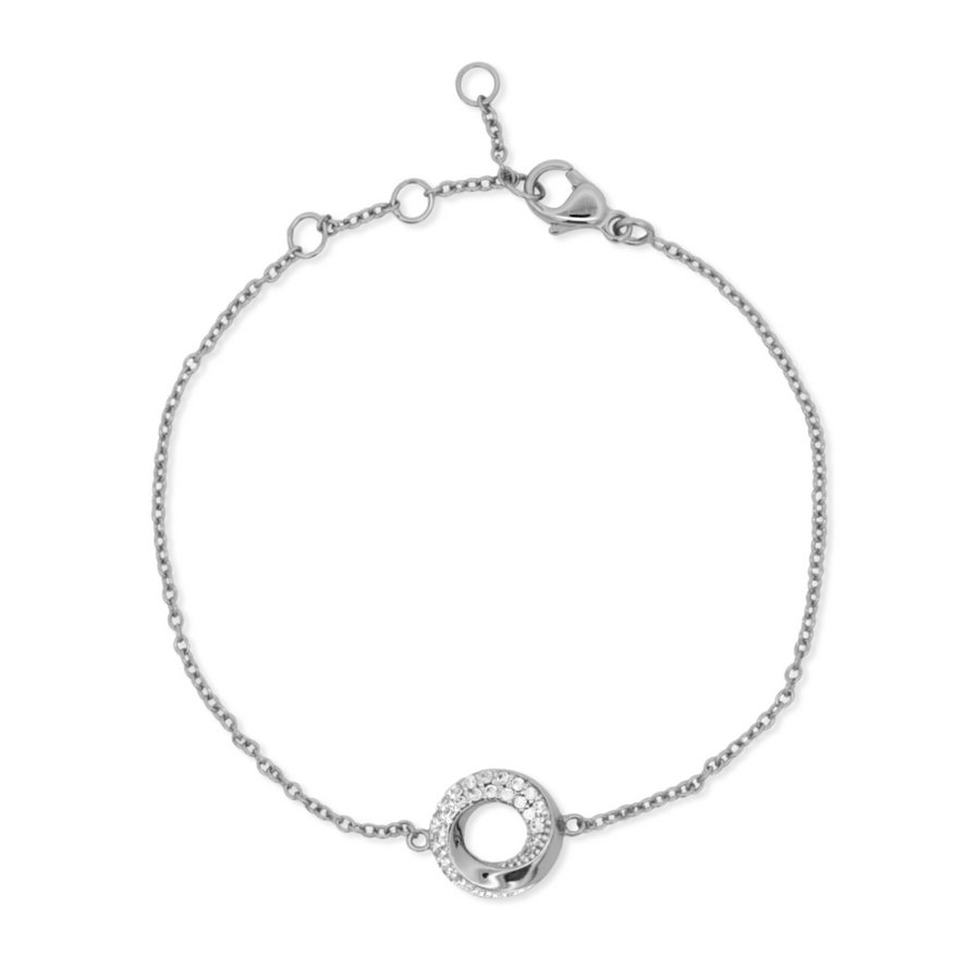 Elegant yet bold bracelet in 925 silver with cubic zirconia stones.