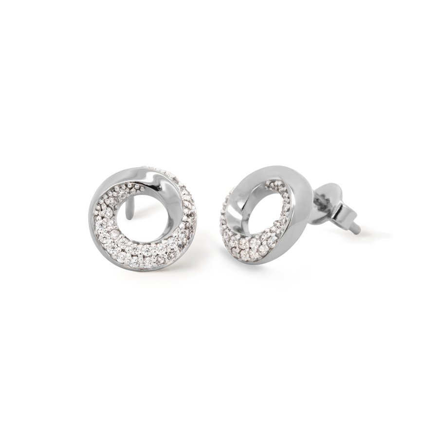 Elegant yet bold earrings. 925 silver round ear studs with cubic zirconia stones.