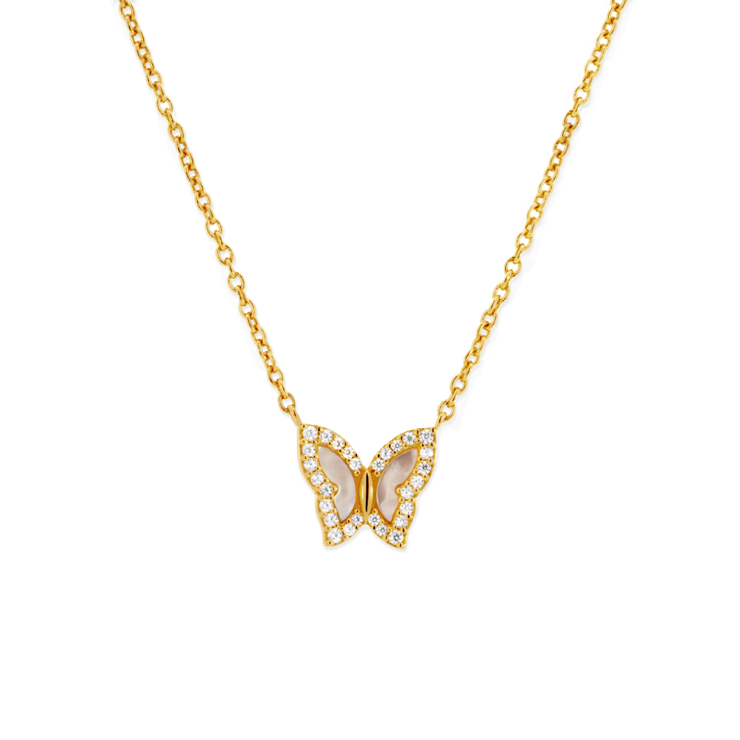 Gold butterfly necklace with best sale diamonds