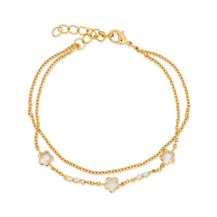 Gold Cerise Mother of Pearl Bracelet