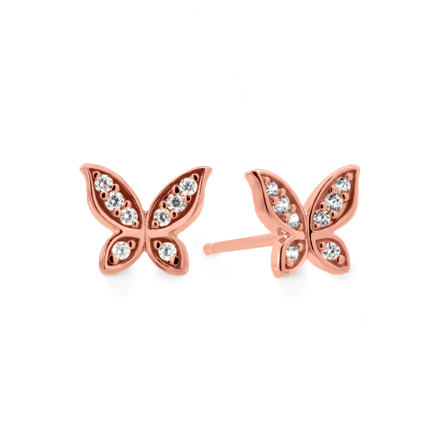 Rose Gold Butterfly Cubic Studs