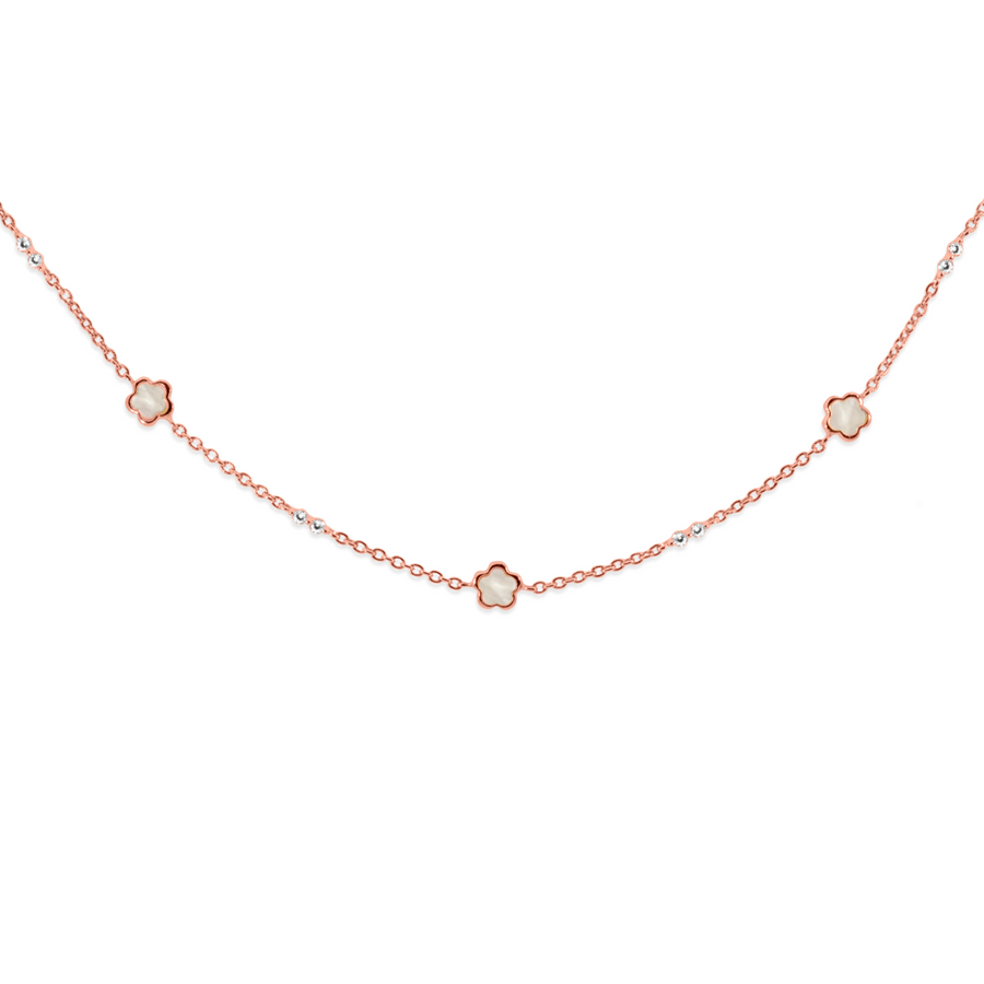 Rose Gold Cerise Mother of Pearl Necklace