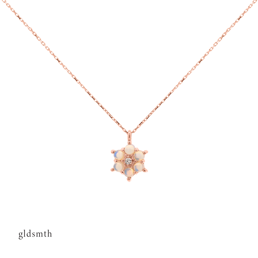 10k Rose Gold Diamond Fiorella Opal Necklace