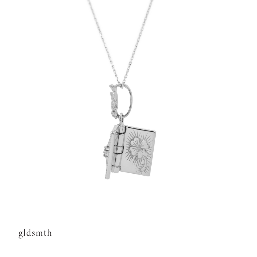 18k White Gold Diamond Celestine Locket Necklace