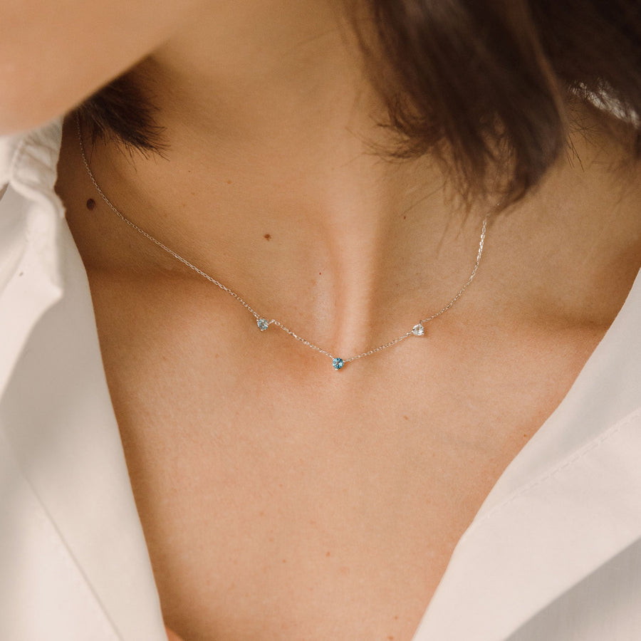 14k White Gold Florence Blue Topaz Necklace
