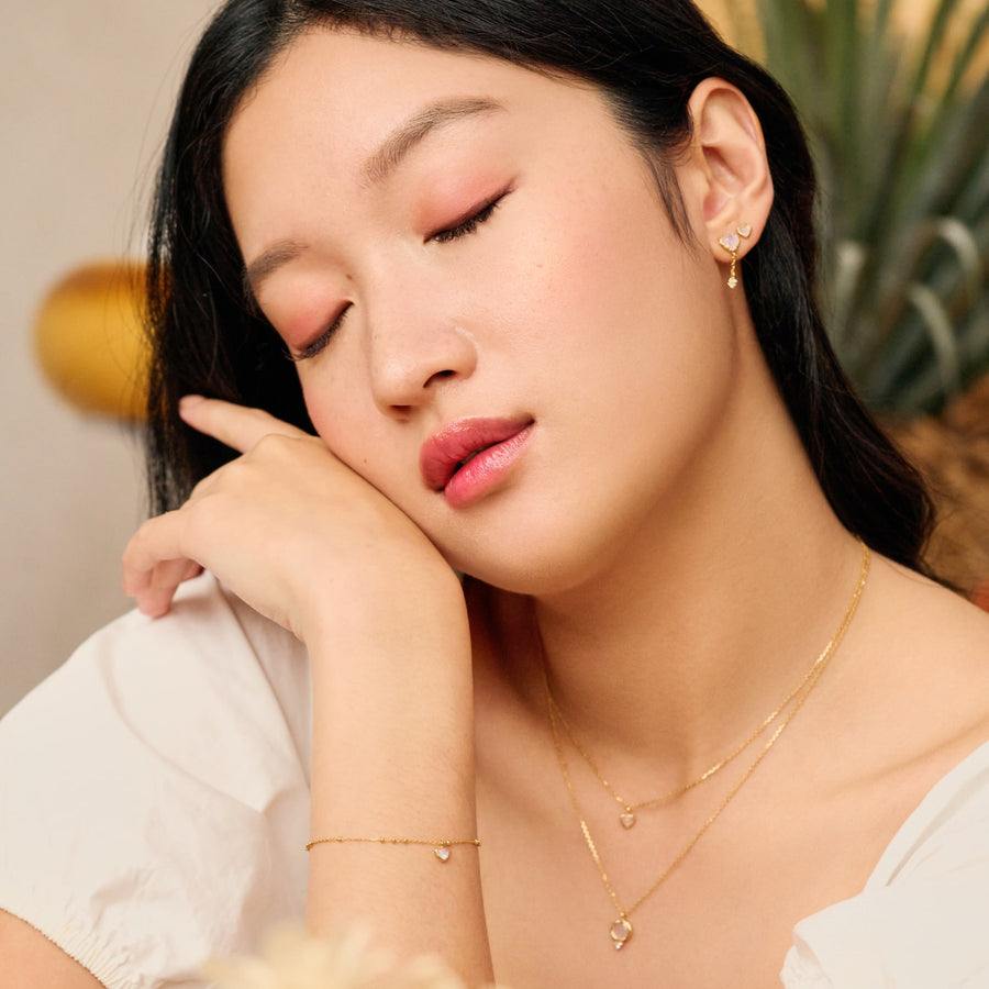 Gold Darlene Moonstone Studs
