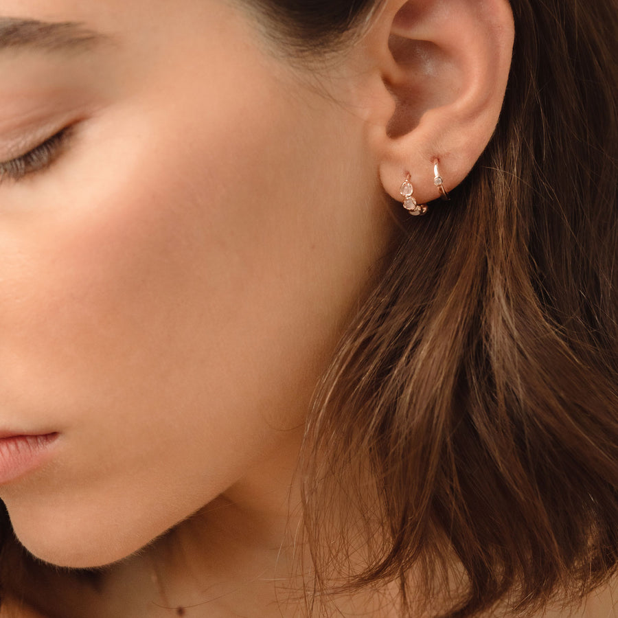 14k Rose Gold Amelie Moonstone Huggies