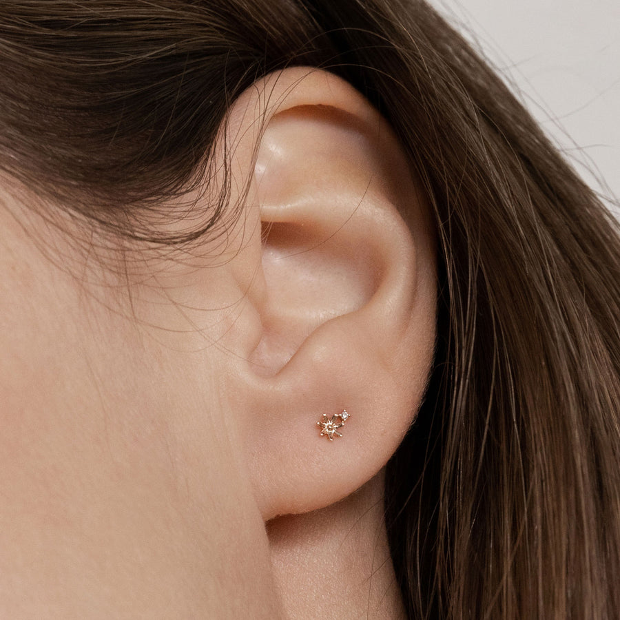 14k Rose Gold Diamond Daisy Studs
