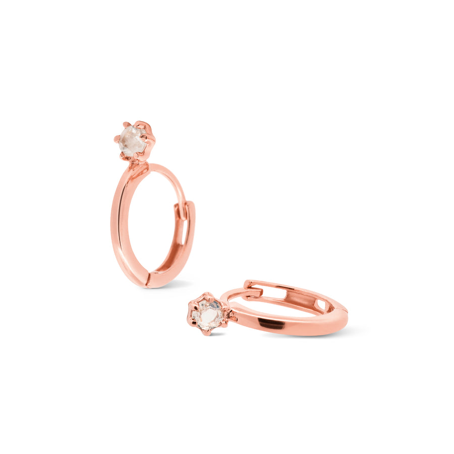 Rose Gold Debbie Moonstone Huggies