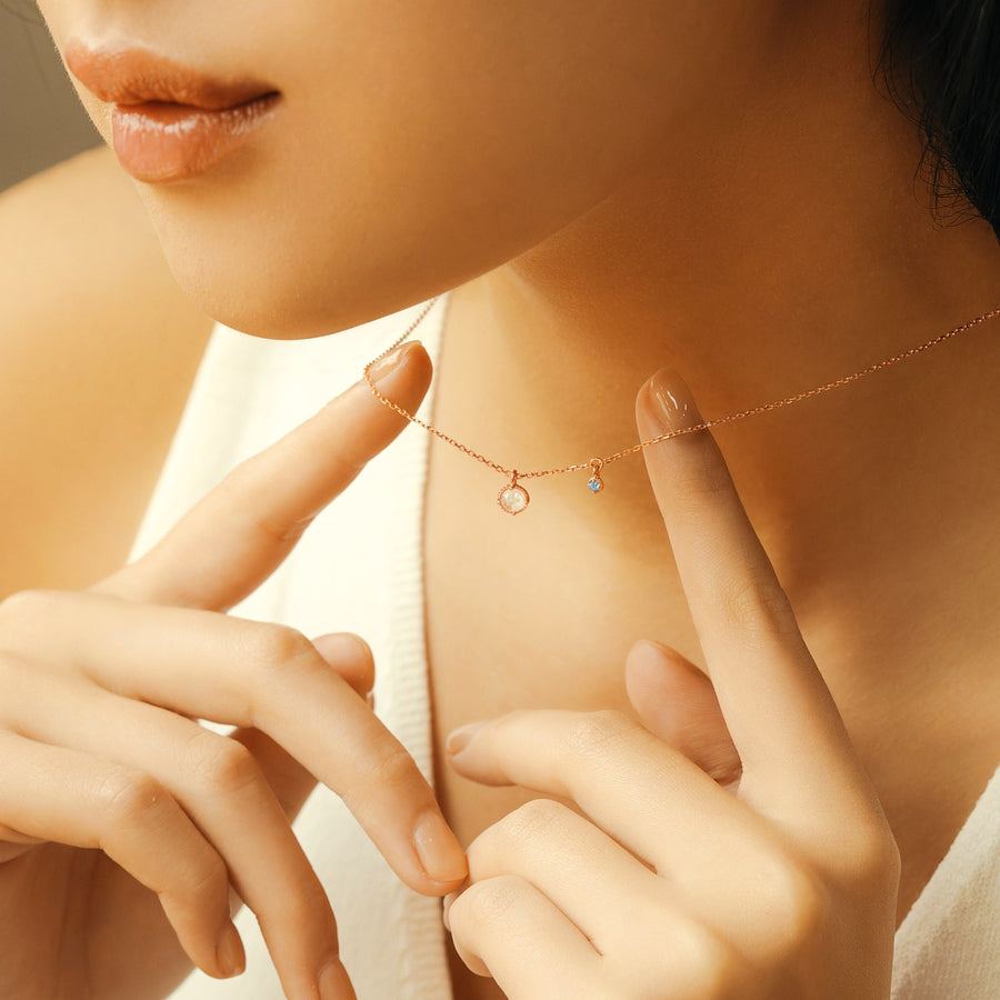 Rose Gold Debbie Moonstone Necklace