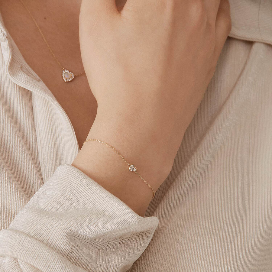 14k Gold Heart White Topaz Bracelet