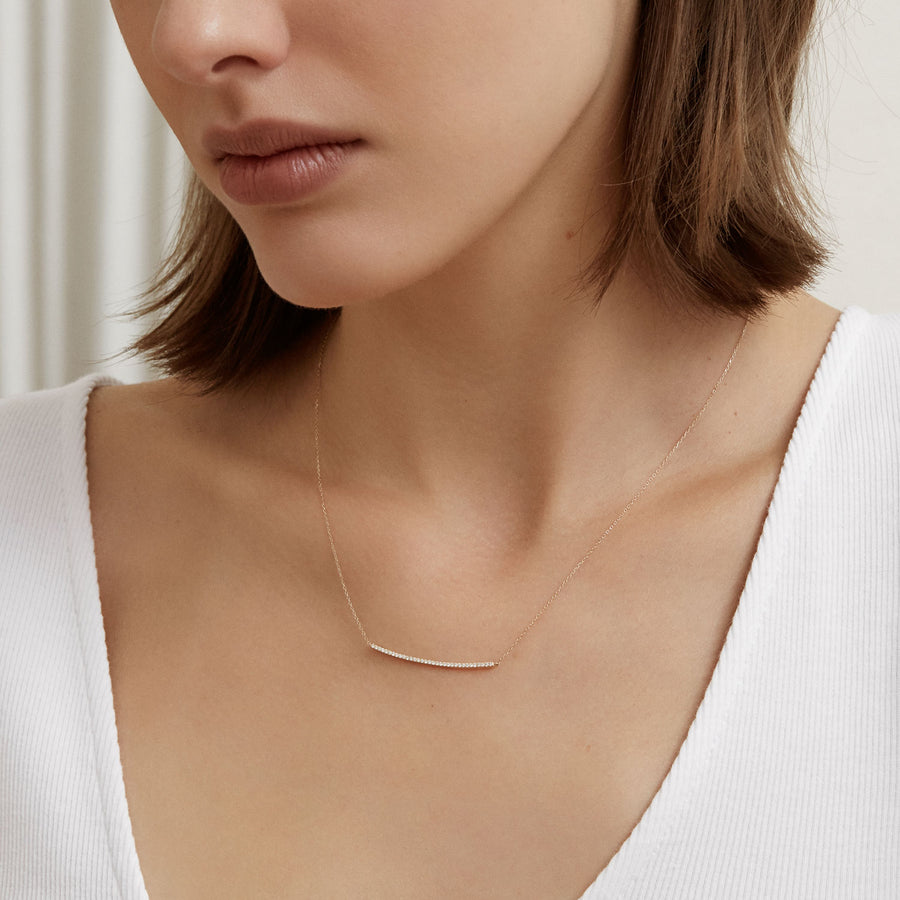 14k Gold Diamond Bar Necklace