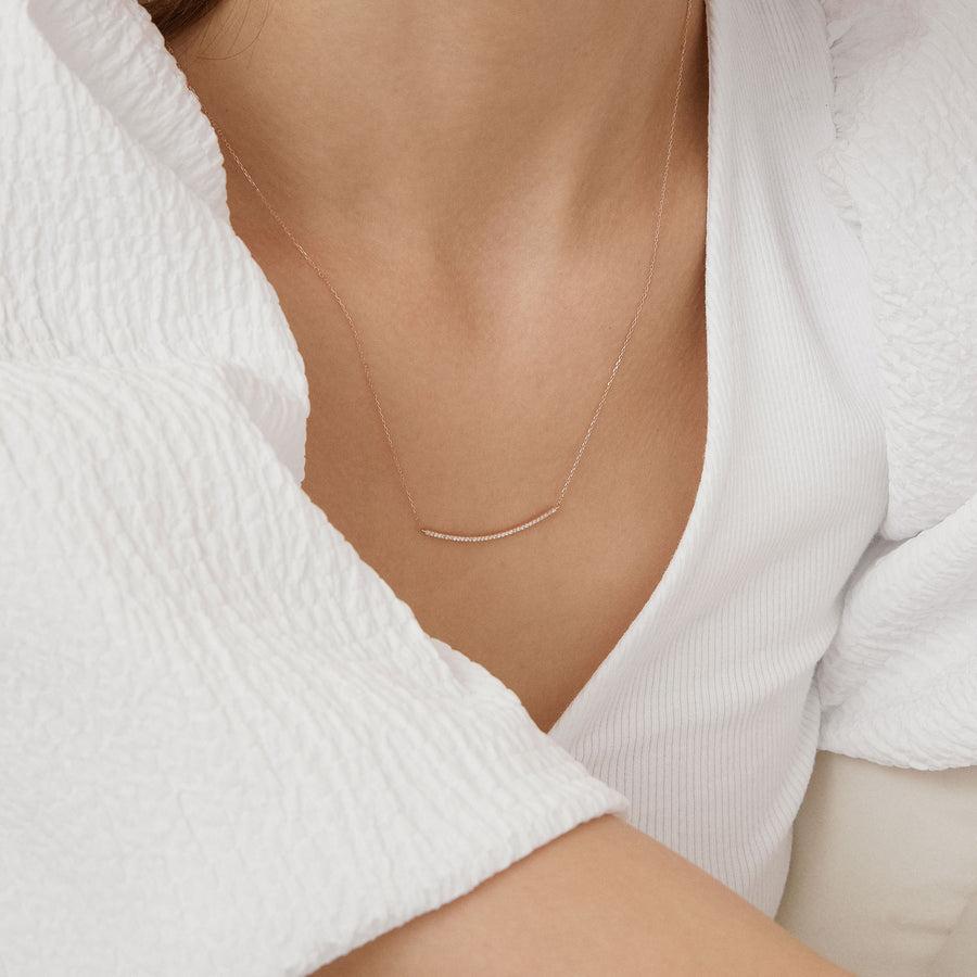 14k Rose Gold Diamond Bar Necklace