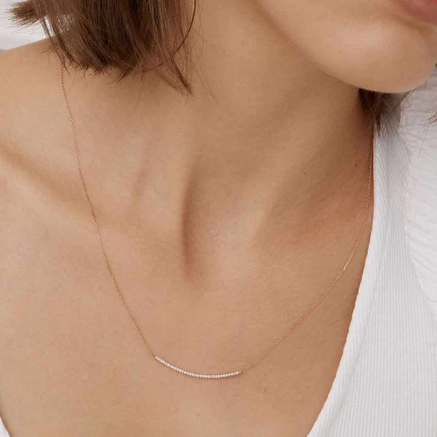 14k Rose Gold Diamond Bar Necklace