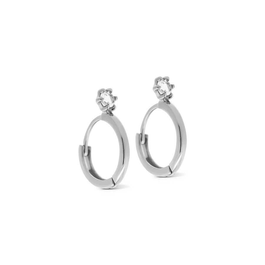 925 Silver Debbie Moonstone Huggies