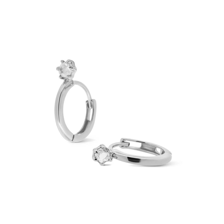 925 Silver Debbie Moonstone Huggies
