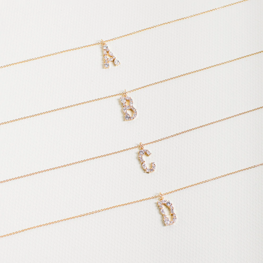 Gold Initial Cubic Necklace