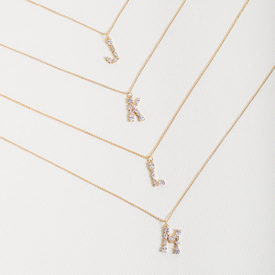 Gold Initial Cubic Necklace