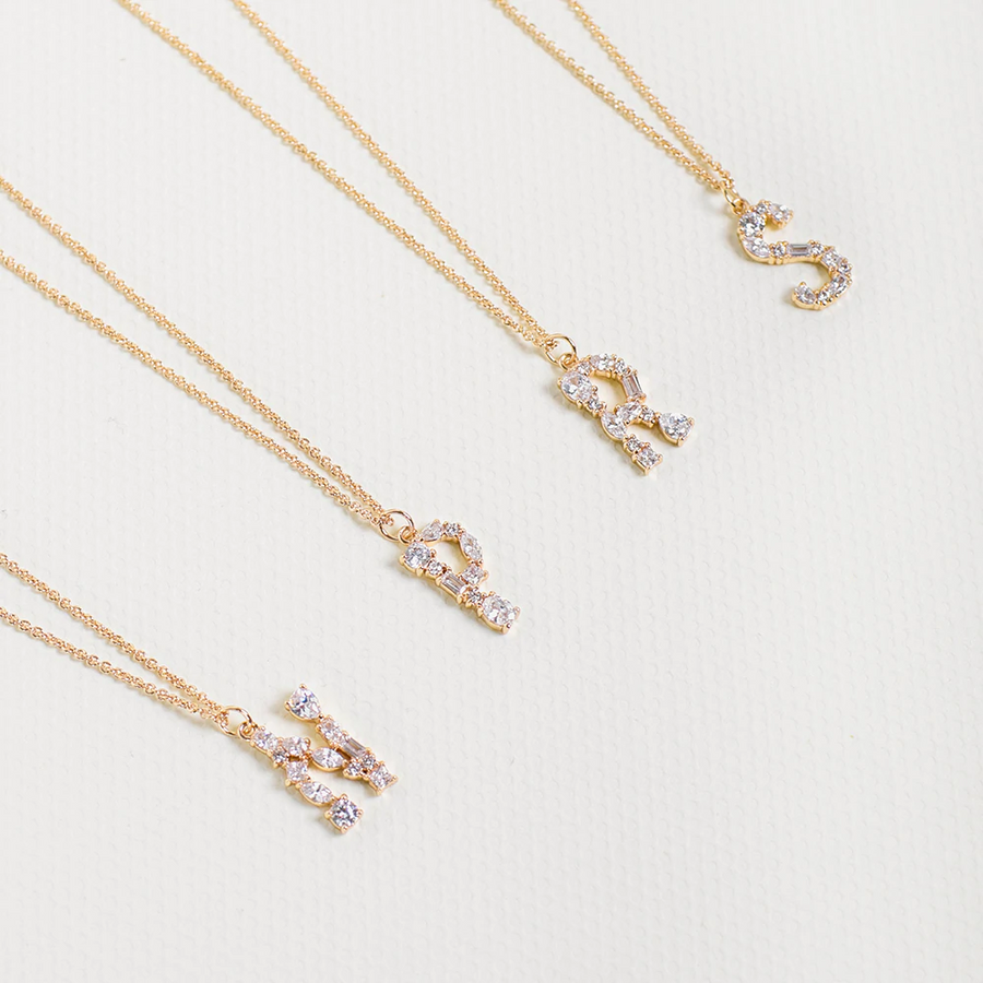 Gold Initial Cubic Necklace