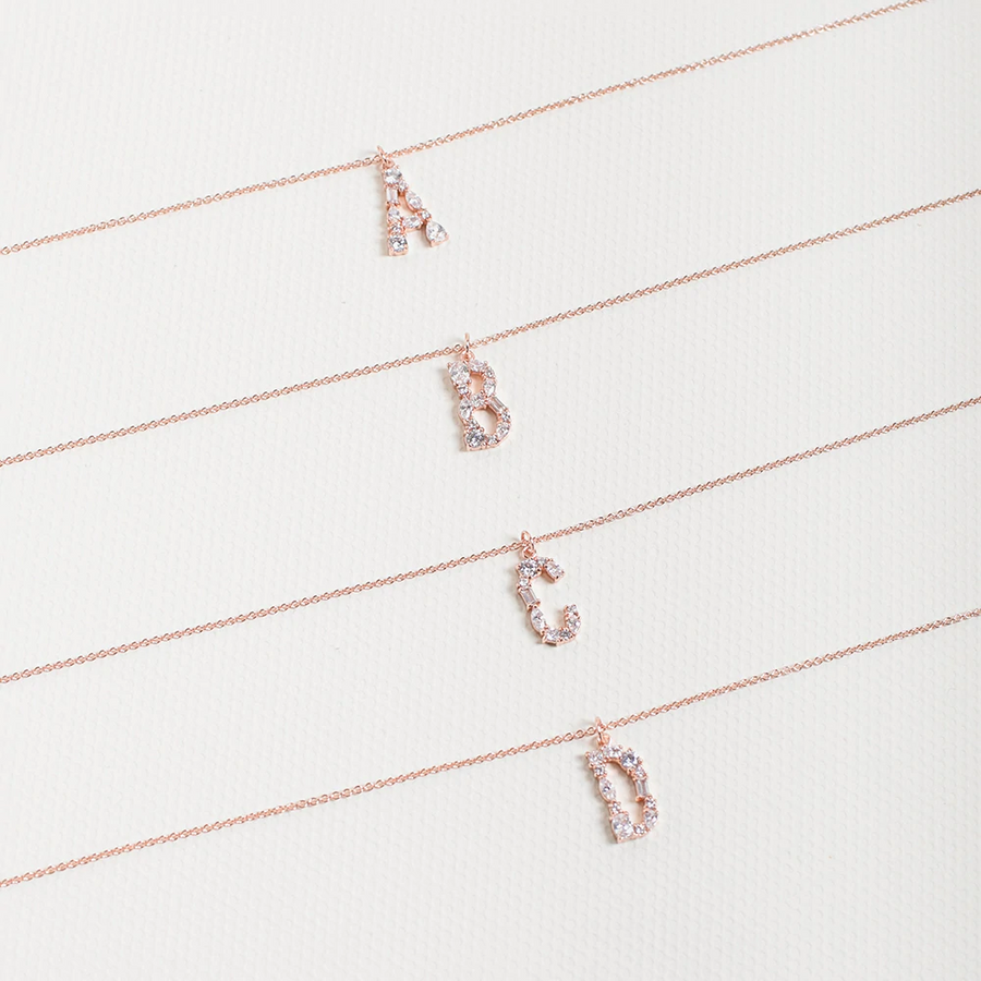 Rose Gold Initial Cubic Necklace