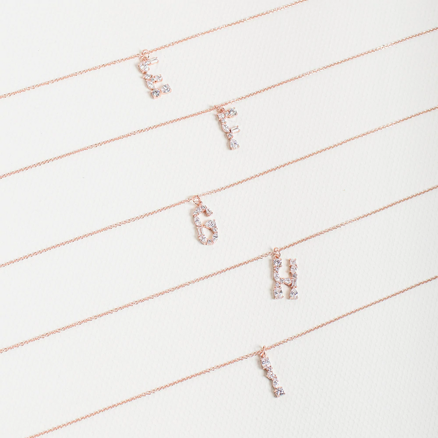 Rose Gold Initial Cubic Necklace